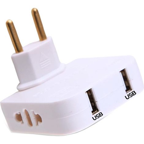 Multiprise plate - Prise murale ultra-plate 2 ports USB + 2 prises - Adaptateur secteur plat - Prise murale