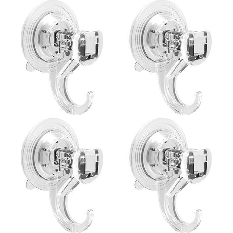 4 Stück Saugnäpfe mit Haken für Zuhause, Badezimmer, Dusche, Küche, Zuhause, Glasvorhanghaken, Fliesen, Duschtür, zum Aufhängen, 2 kg, transparent