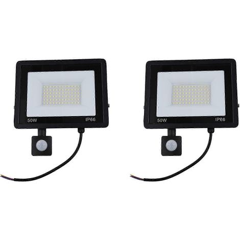 2 projecteurs LED à détecteur de mouvement 50 W, spots à induction étanches IP66, idéaux pour l'éclairage public, les places et l'éclairage extérieur - JXLGV (1/5)