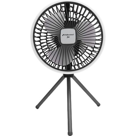Ventilateur de camping avec trépied et lumière, refroidissement portable à piles, rechargeable par USB, pour tentes et maisons d'extérieur (1/5)