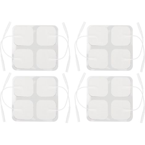 16 électrodes adhésives auto-collantes, carrées réutilisables 1.6 pouces (2mm/0.08in) pour appareil TENS, lot de rechange (1/5)