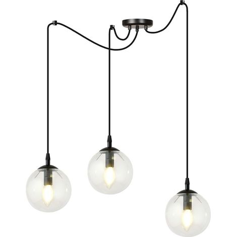 Lampada a Sospensione Gigi, Acciaio verniciato a polvere, Vetro, Nero, 200x200x42 cm (1/4)