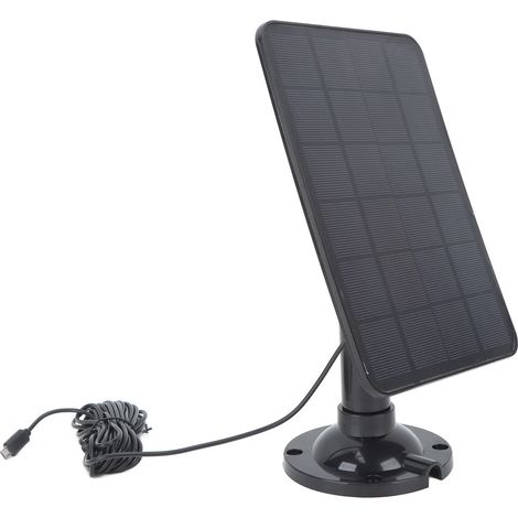 Chargeur solaire pour caméra 10 W 5 V Micro USB, panneau de charge solaire noir pour caméra de sécurité, téléphone portable et batterie externe (1/5)
