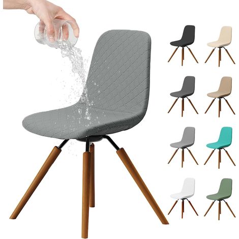 Waterproof Dining Chair Cover, Stretch Jacquard Chair Cover, Removable and Washable, Home Kitchen Decor (Light Grey) (1/5)