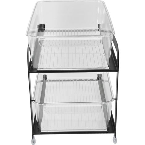 Organisateur de rangement à 2 niveaux pour tasses et mugs, égouttoir à tasses de bureau, porte-tasses à thé coulissant RHousehold, noir (1/5)