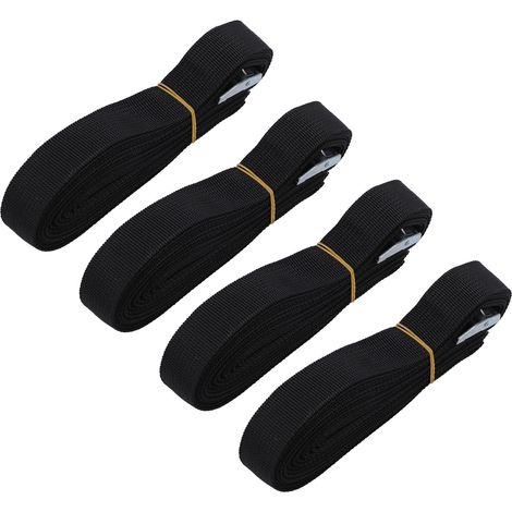 Lot de 4 sangles de voyage en polyester ultra résistantes réglables multifonctions pour valise à main camping noires 2,5 cm x 5 m (1/5)
