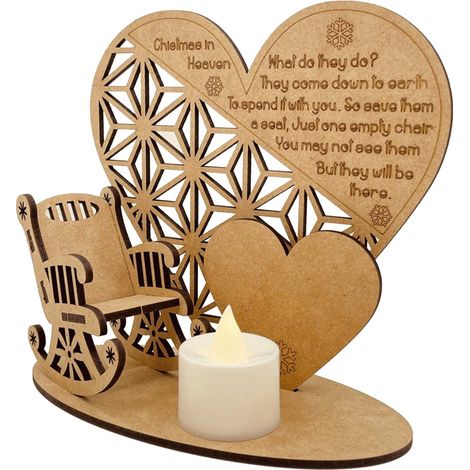 Support Pour Bougie Mémoire - Arbre De Noël Et Fauteuil Balançoire En Bois - Décoration Commémorative Pour Célébration De Noël - 1 Pièce (1/5)