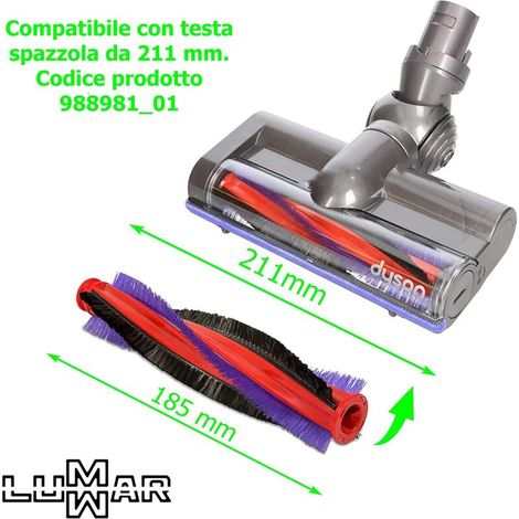 Spazzola rotante da 185 mm per aspirapolvere compatibile con Dyson V6 Animal V6 Fluffy DC58 DC59 DC62 SV03 SV073 963830-01 Cilindro rotante di ricambio per la testina motore (185 mm) (1/4)