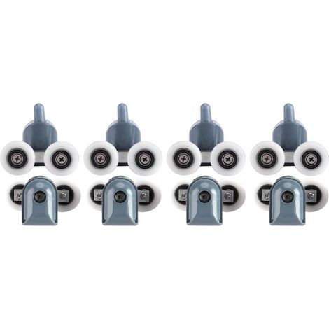 Lot de 8 roulettes doubles réglables pour porte de douche et salle de bain (4 roulettes, couvercles de vis supérieurs et inférieurs) (roue double)-ARCAN (1/5)