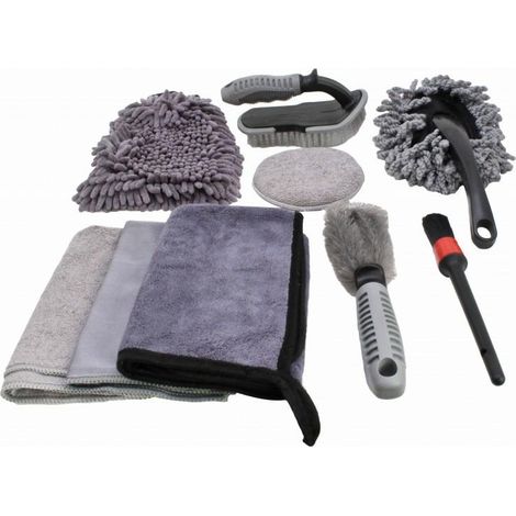 Satra, Conjunto de Accesorios Detailing para Lavado de Automóviles, 9 piezas, herramientas de alta calidad para limpieza, pulido y protección de vehículos, ideal para profesionales.