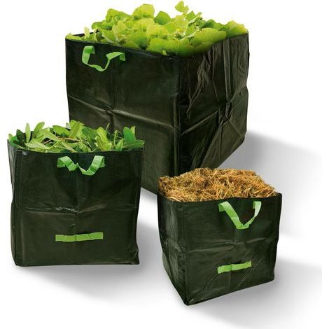 Set of 3 square garden bags 70/100/170 liters – High-strength braided polyethylene – 2 handles for easy carrying – reno (1/5)