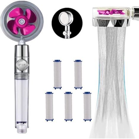 Duschkopf + 5 SAVEWATER POWER Filter-Nachfüllungen - VENTEO - Duschkopf mit Hochdruckpropeller - Spart und filtert Wasser - Leistungsregulierung dank Stoppschalter (1/4)