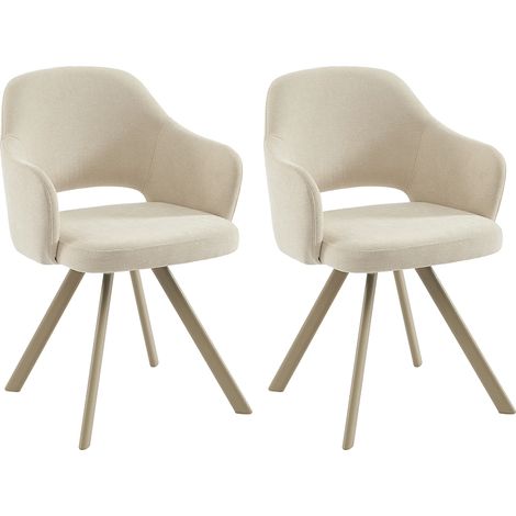 Sedia girevole in tessuto tweed e metallo beige - Crema - Lotto di 2 - RASEMA (1/5)