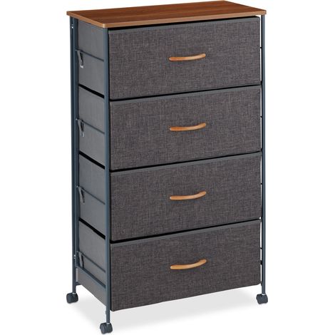 Armario con cajones móvil para ropa de hogar 96,5 x 58 x 30 cm de acero y madera 130007720 (1/5)