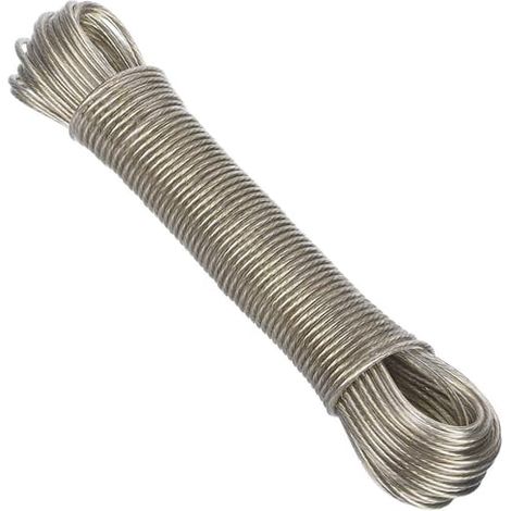 LYERCW - Corde à linge avec âme en acier et revêtement PVC, ultra-résistante et durable, pour une utilisation intérieure et extérieure, avec cordon extra-résistant. (1/5)