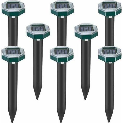 Lot de 8 pics repulsifs a ultrasons pour taupes, serpents et campagnols a energie solaire pour pelouse, jardin et cour, repulsif a sardines TRIMEC (1/5)