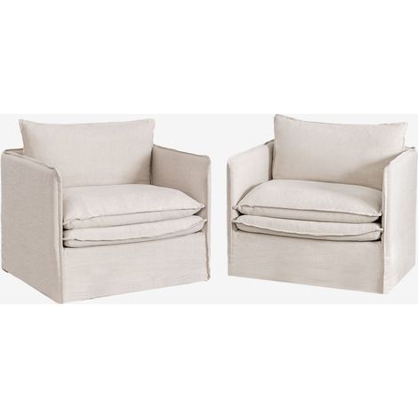 Set di 2 poltrone con braccioli in lino e cotone Grace SKLUM            