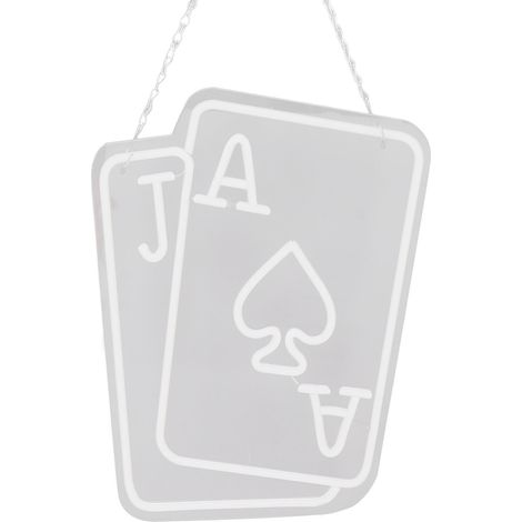 Pancarte Néon Poker LED, Carte à Jouer Néon, Décoration Murale Chambre Casino Bar Hôtel Salle de Jeux Anniversaire J (1/5)