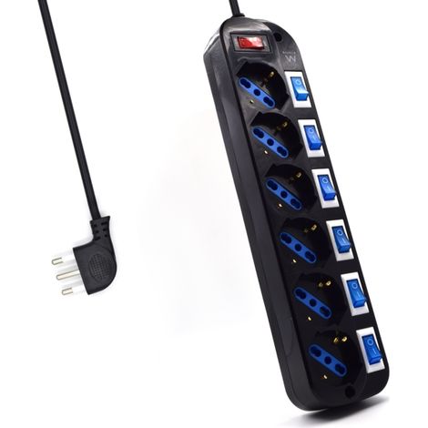 Ewent EW3850 limitador de tensión Negro 6 salidas AC 220 V 1,5 m