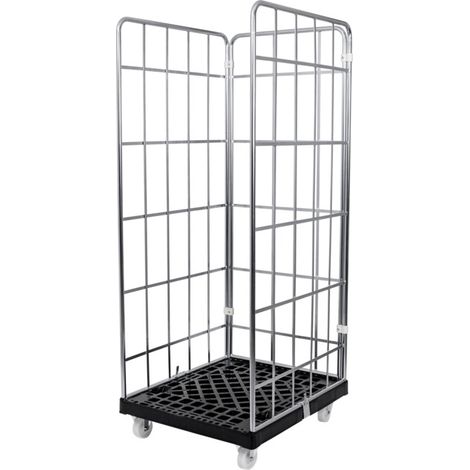 Conteneur roulant STIER 3 parois, galvanisé, plateau coulissant en plastique LxlxH 815x724x1 630 mm