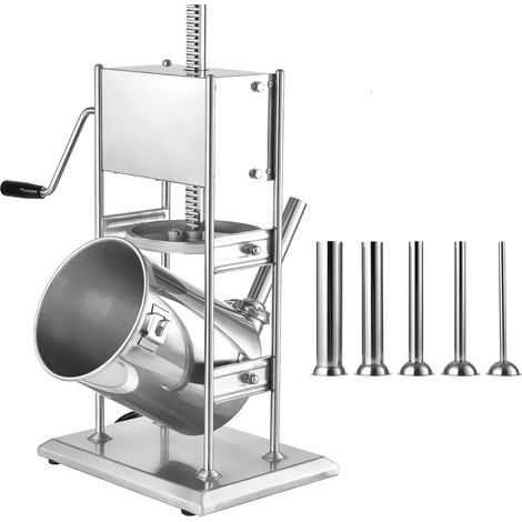 Poussoir à saucisses manuel 10 L vertical, double vitesse, acier inoxydable avec 5 tubes, pour usage commercial (1/5)