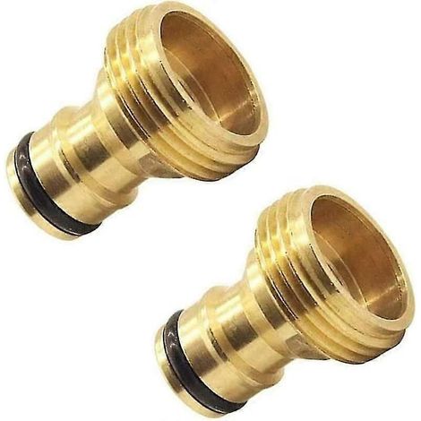 2pcs Garden Hose Quick Connector 3/4 Inch Brass Male Thread Hose Nozzle Quick Connect Adapter, (1/5)