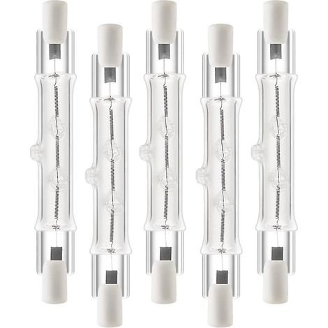 Lot de 5 ampoules halogènes linéaires R7S 118 mm 300 W 230 V, dimmables, pour la construction. (1/5)