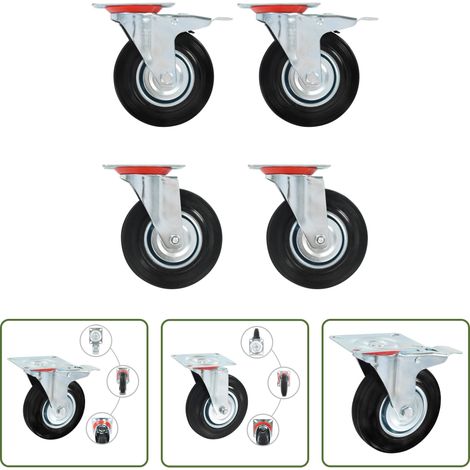 Roulettes en caoutchouc - Roulettes pivotantes 4 pcs 125 mm (1/5)
