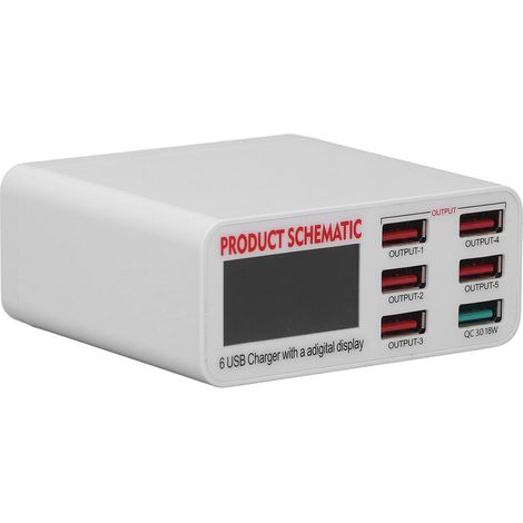 Chargeur rapide intelligent multiport USB QC3.0, 110-240 V CA
