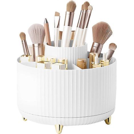 Organisateur de maquillage, Organisateur de maquillage pour salle de bain, Organisateur de pinceaux de maquillage rotatif, Boîte de rangement pour cosmétiques (1/5)