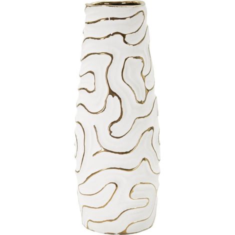 Vase Design en Céramique "Lia" 39cm Blanc