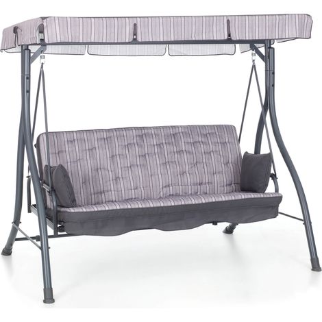 Dondolo 3 Posti da Giardino 198x140x174 cm Schienale Reclinabile per Funzione Letto Zanzibar Antracite (1/2)