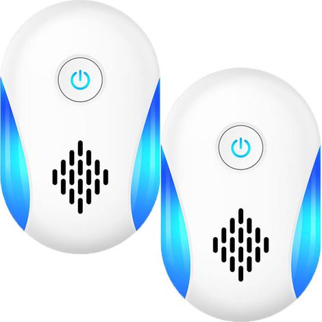 Lot de 2 répulsifs à ultrasons pour souris, anti-moustiques, anti-animaux pour chambre et salon, norme européenne, blanc (1/5)