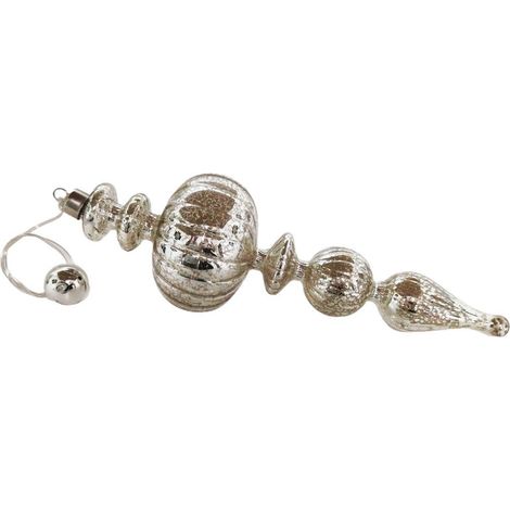 Pallina Natale vetro argento 10x32 cm con led