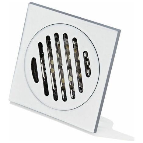 Grille Douche Anti Cheveux Siphon De Sol en Acier Inoxydable Épais Drain De Carré 100 100mm,Fonepro, Ensoleillé (1/5)