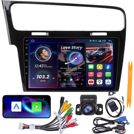 Autoradio 10" Volkswagen Golf 7 2013-2018 Octa-Core 4+64G CarPlay Android Auto WiFi GPS Bluetooth Caméra AHD (1/5)
