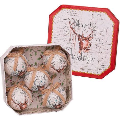 Boules de Noël multicolores en papier et polystyrène, motif cerf, 7,5 x 7,5 x 7,5 cm (5 unités) (1/5)