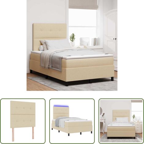 Matelas moyen-ferme - Lit à ressorts avec matelas avec LED Crème 120 x 190 cm tissu (1/5)