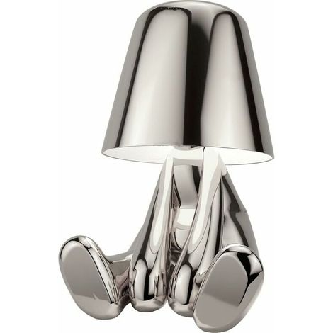 VURAHOME - Little Golden Man Led Lampe de Table Touch Control Dimmable Creative Iron Resin Bureau Lumière Lampe de Chevet Lumière(Argent Mr-QUOI) thsinde (1/5)