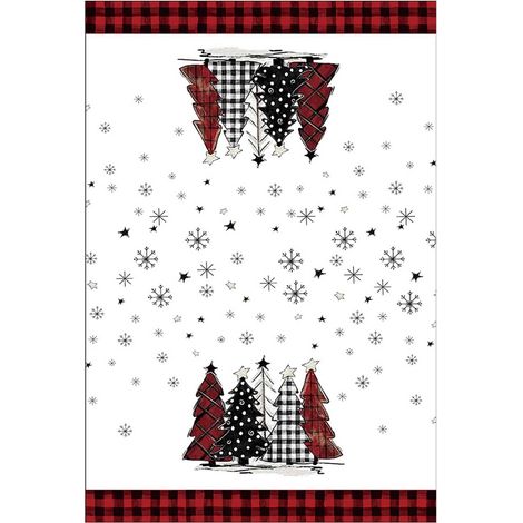 Serviette De Cuisine - Motif Arbre De Noël Et Flocon De Neige - Blanc - 45 X 66 Cm - Pour Cuisine Salle De Bain Gym Spa - 1 Pièce