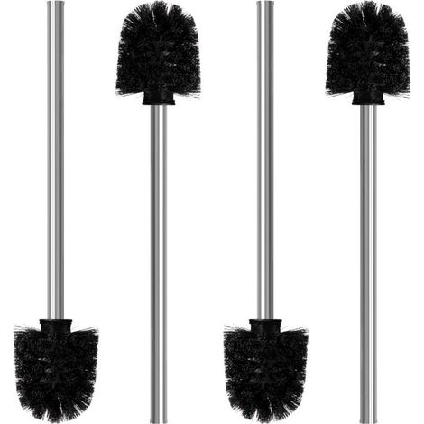 Set of 4 Toilet Brushes - 8cm Diameter Toilet Brush - Toilet Brush with Stainless Steel Handle - Elegant and Refined Design Toilet Brush