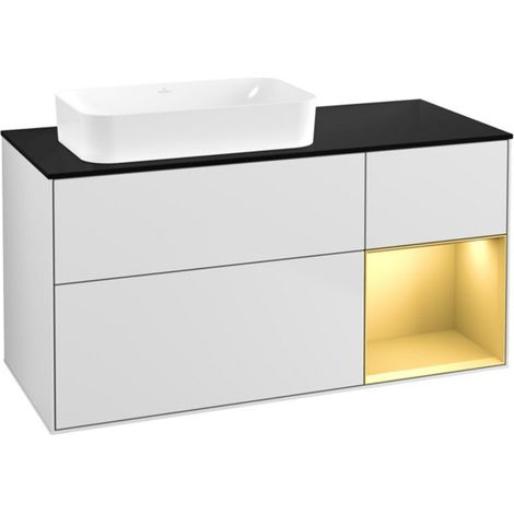 V&B Waschtischunterschrank Finion 120x60 cm, Reg re gol m, wh. m lacquer (1/2)