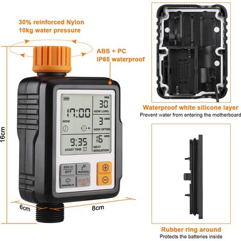 Automatischer Bewässerungs-Timer, Tropfbewässerungs-Timer, wasserdicht und im Freien verwendet, mehrere Modi, 7,6 cm LCD-Display, Bewässerung für Garten, Bauernhof, Rasen, Blumen