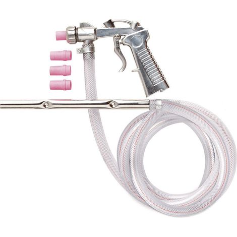 Pistolet de sablage pneumatique 4 buses céramiques Débit réglable pour nettoyage précis Longueur tube 1,5m 290