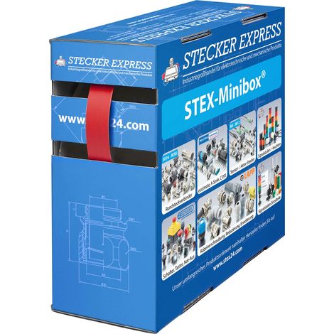 STEX24 Schrumpfschlauch 3:1, Minibox mit 5,4m, rot 9,0/3,0mm, 3/8 Zoll, WSB3 Schrumpftemperatur mind. 70°C, vollständig bei mind. 100°C - 1 Stück (1/2)