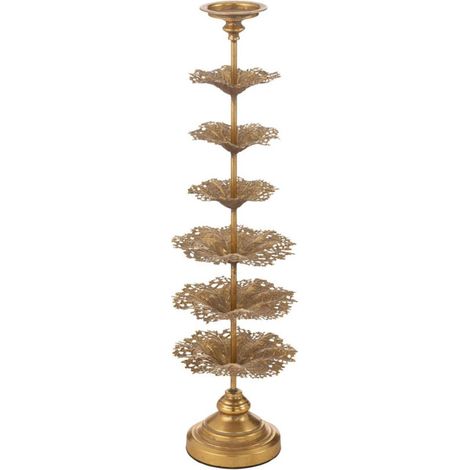Bougeoir Déco en Métal "Arbre" 79cm Or (1/5)