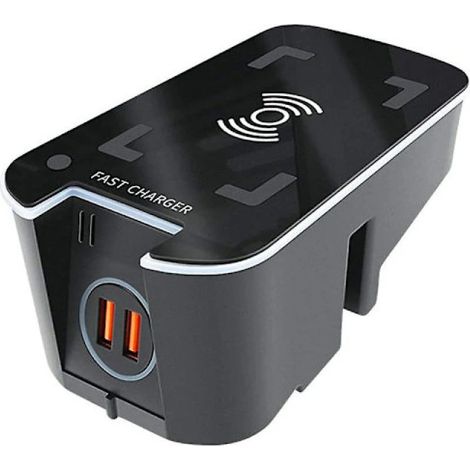 Chargeur de voiture sans fil 15 W avec support de téléphone intégré pour XC90, S90, XC60, VC60, S60 et V90 (noir) (1/5)