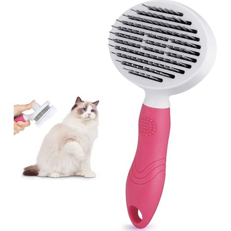 Dog Brush, Cat Brush, Self-Cleaning Pet Hair Brush, Dead Hair Brush for Dogs, Grooming Brushes for Dogs, Cats, Short and Long Hair, Massage Brush (1/5)