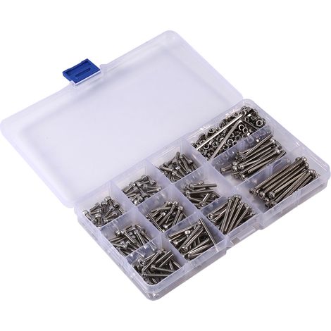 Assortiment de 440 vis et écrous à tête hexagonale creuse en acier inoxydable M3, 2 clés hexagonales incluses