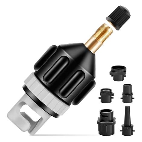 Pump Adapter with 4 Nozzles, Paddle Inflator Adapters for Compressor, Multifunctional Air Valve Converter, Electric Inflating Accessories for Kayak, Inflatable Boats, Paddle Board (1/5)